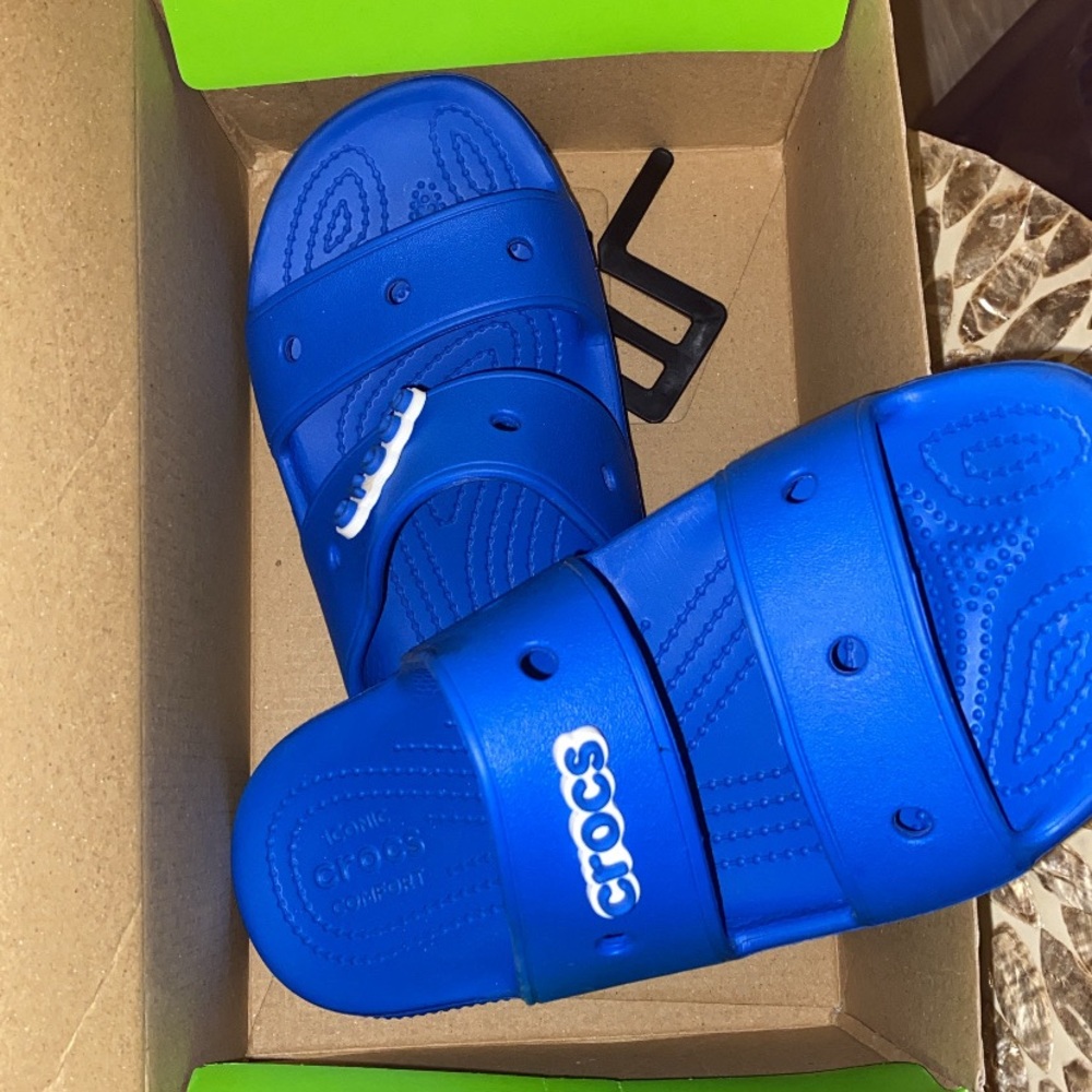 Blue Crocs Slide Sandals - Picture 2 of 3